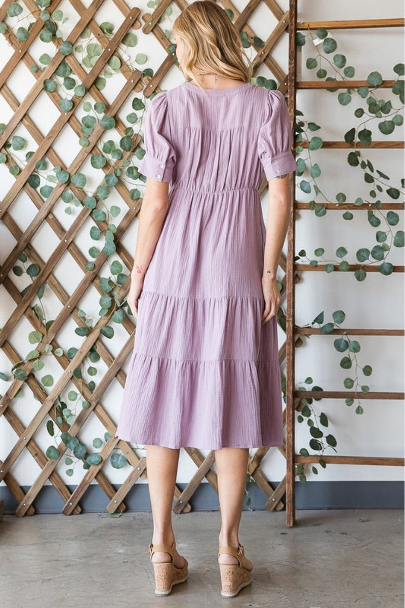 HEYSON Lilac Breeze Gauze Button Front Midi Dress