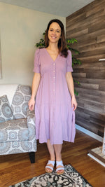 HEYSON Lilac Breeze Gauze Button Front Midi Dress