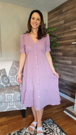 HEYSON Lilac Breeze Gauze Button Front Midi Dress