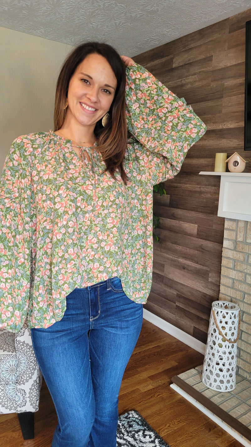 HEYSON She's Blossoming Balloon Sleeve Floral Blouse