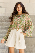 HEYSON She's Blossoming Balloon Sleeve Floral Blouse