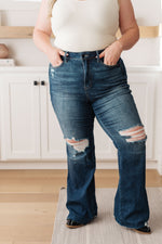 Cassandra High Rise Control Top Distressed Flare Jeans