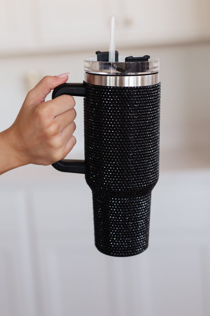 Rhinestone Stainless Steel Tumbler with Straw in Multiple Colors