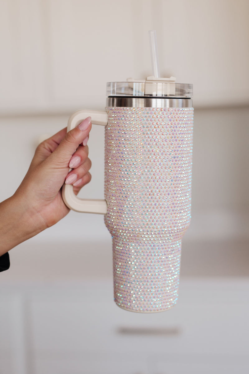 Rhinestone Stainless Steel Tumbler with Straw in Multiple Colors