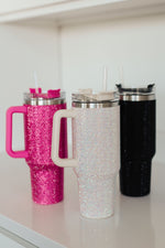 Rhinestone Stainless Steel Tumbler with Straw in Multiple Colors