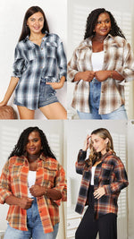 Double Take Plaid Dropped Shoulder Shirt