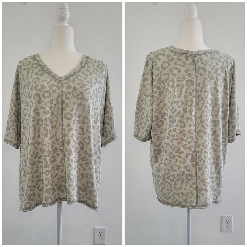 Gray Tone Animal Print Lounge Top