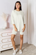 Basic Bae Soft Rayon Three-Quarter Sleeve Top and Shorts Set in Multiple Colors