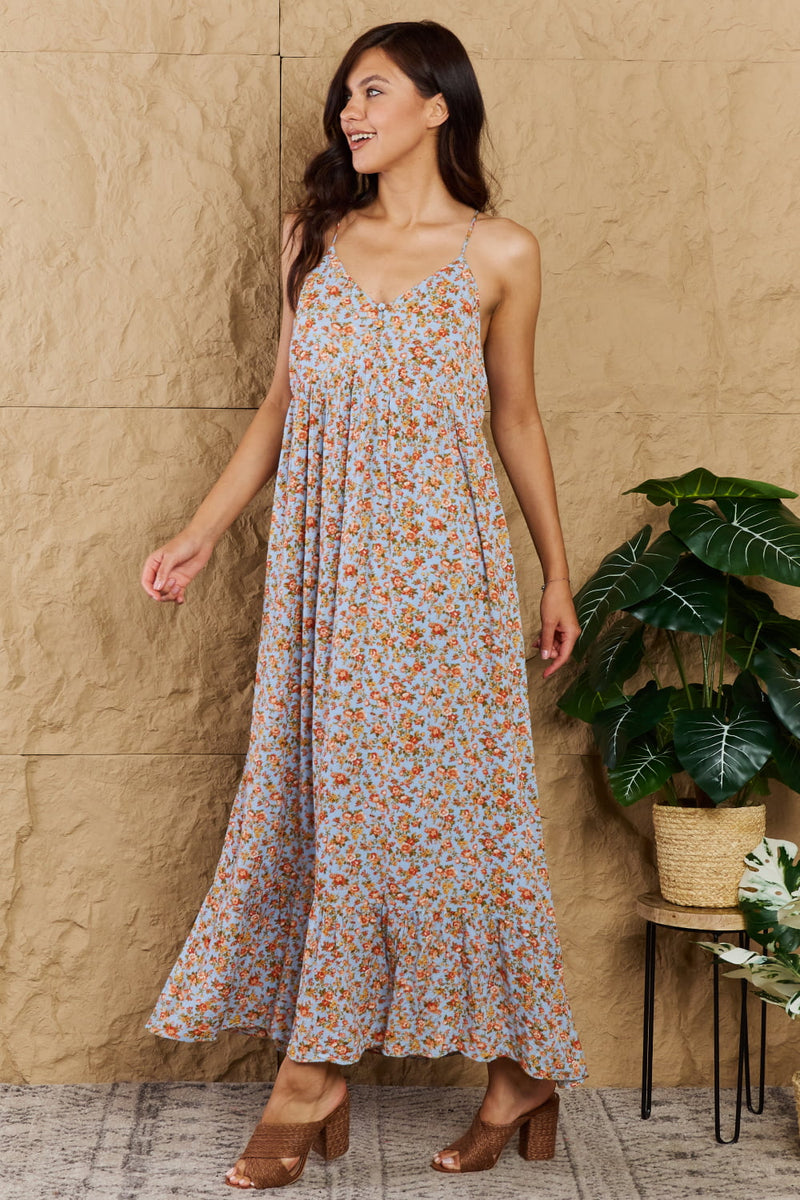 HEYSON Take Your Chances Floral Halter Neck Maxi Dress