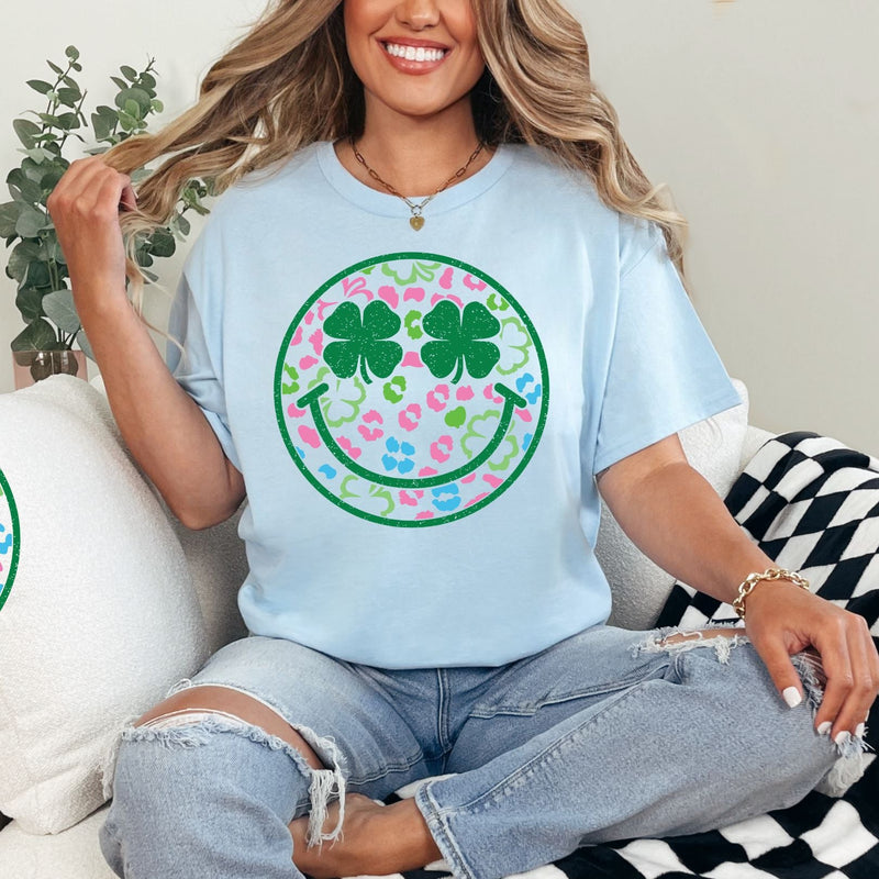 Shamrock Smiley Graphic Short Sleeve Tee