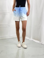 Zenana In The Zone Dip Dye High Waisted Shorts in Blue