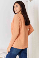 Basic Bae Half Button Long Sleeve Henley Top