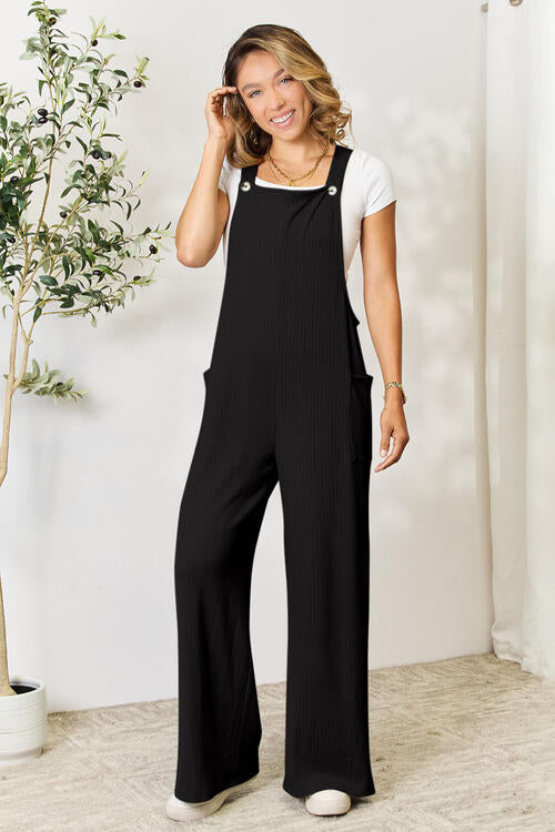 Double Take Wide Strap Overall with Pockets in Multiple Colors