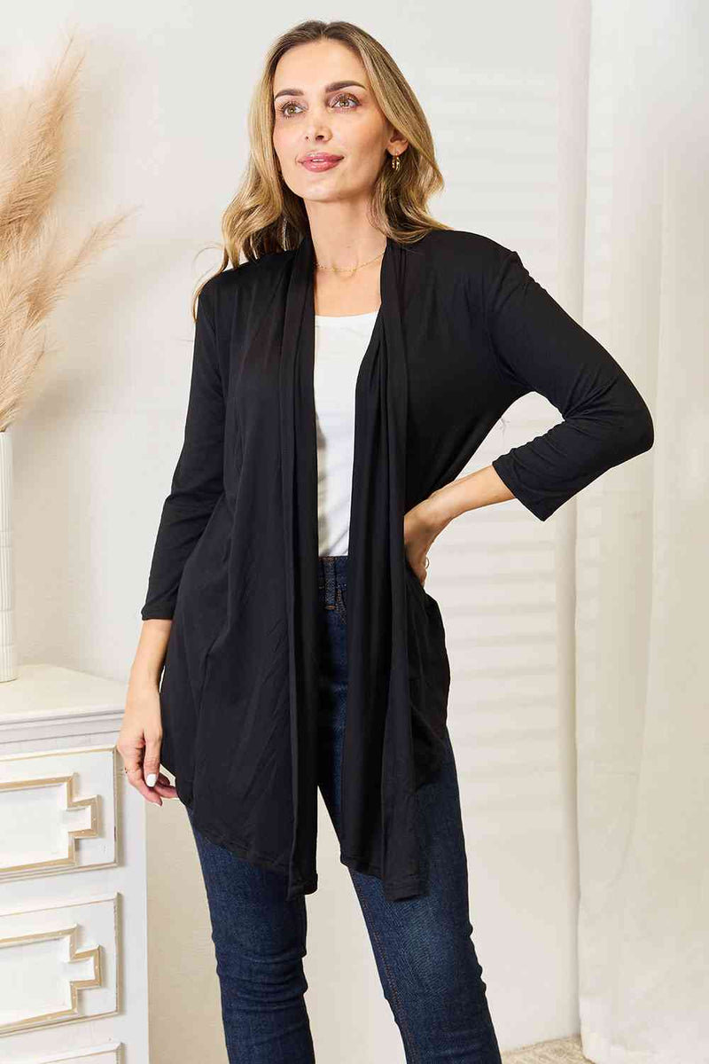 Culture Code Open Front Cardigan in Black