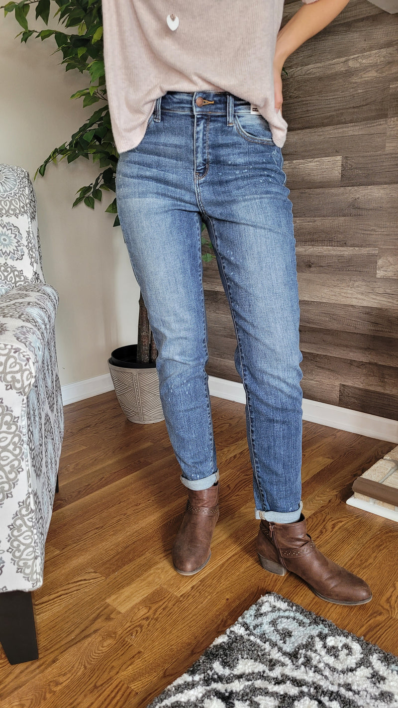 Corey Hi Rise Bleach Splash Boyfriend Jeans