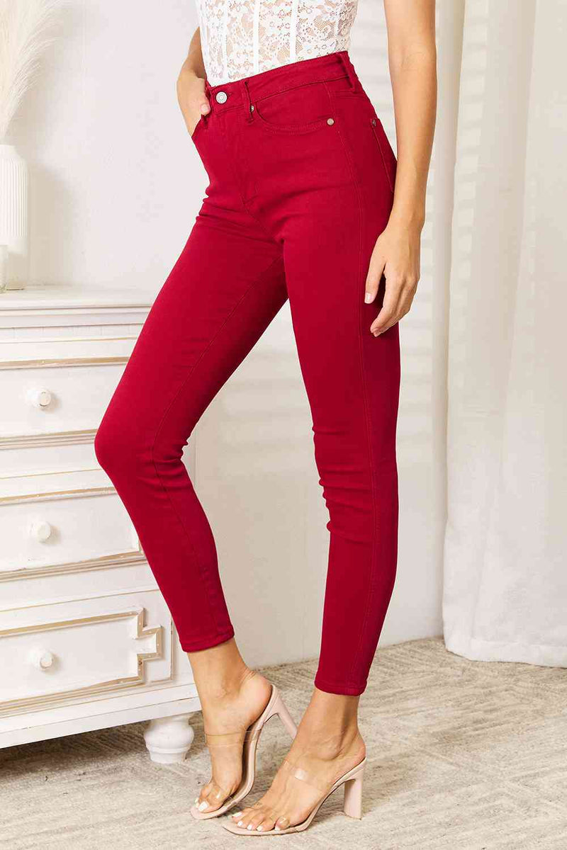 Judy Blue High Waist Tummy Control Skinny Jeans in Scarlet