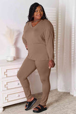 Basic Bae V-Neck Soft Rayon Long Sleeve Top and Pants Lounge Set in Multiple Colors