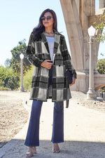 Double Take Plaid Button Up Lapel Collar Coat in 8 Colors