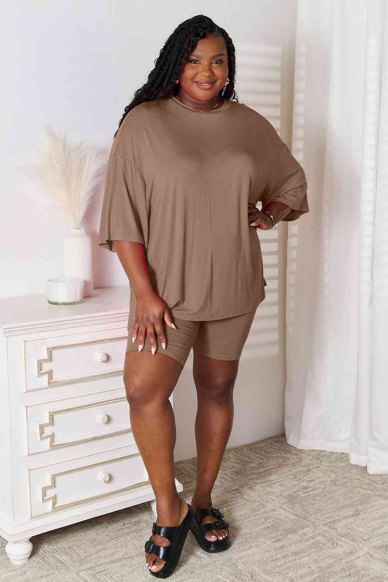 Basic Bae Soft Rayon Three-Quarter Sleeve Top and Shorts Set in Multiple Colors