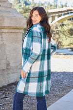 Double Take Plaid Button Up Lapel Collar Coat in 8 Colors