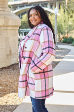 Double Take Plaid Button Up Lapel Collar Coat in 8 Colors