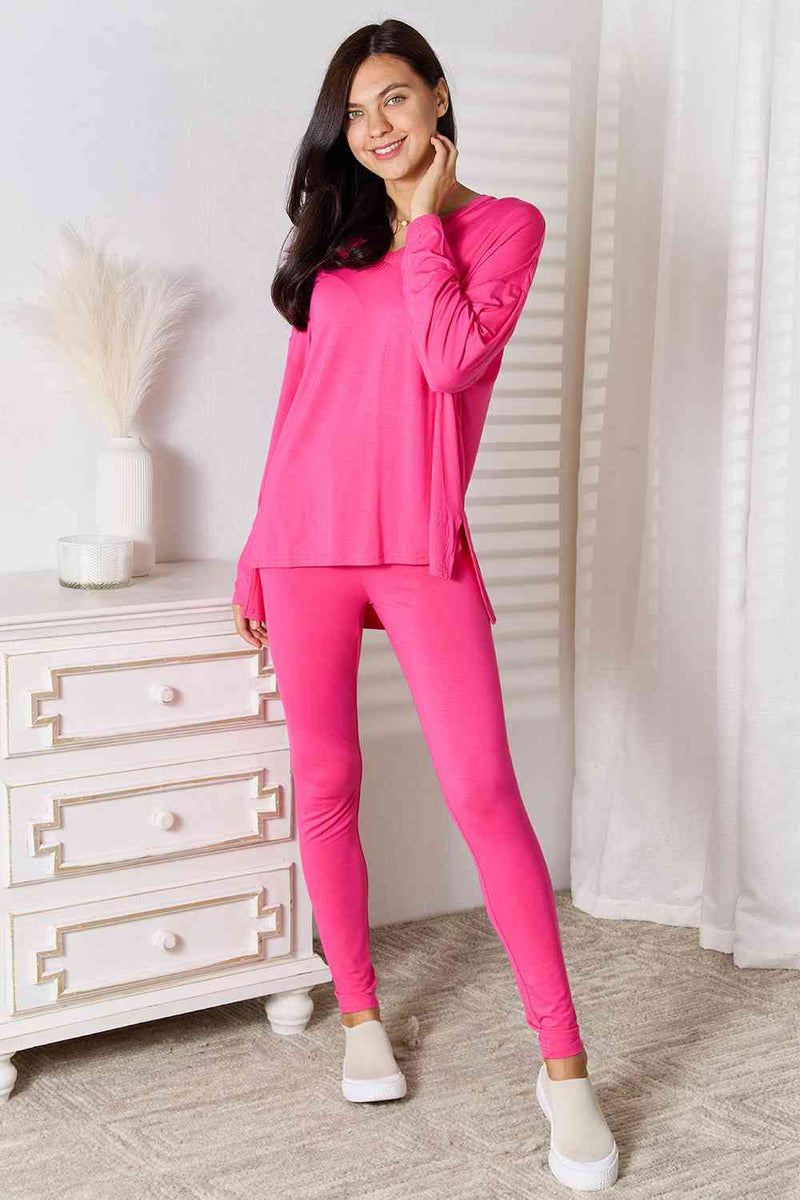 Basic Bae V-Neck Soft Rayon Long Sleeve Top and Pants Lounge Set in Multiple Colors