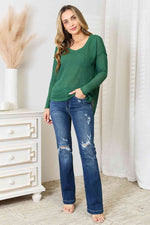 Culture Code Scoop Neck Patch Pocket Top in Green