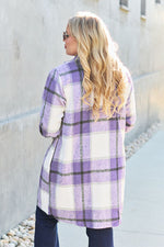 Double Take Plaid Button Up Lapel Collar Coat in 8 Colors