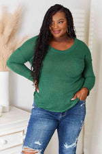 Culture Code Scoop Neck Patch Pocket Top in Green