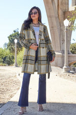 Double Take Plaid Button Up Lapel Collar Coat in 8 Colors