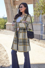 Double Take Plaid Button Up Lapel Collar Coat in 8 Colors