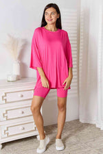 Basic Bae Soft Rayon Three-Quarter Sleeve Top and Shorts Set in Multiple Colors