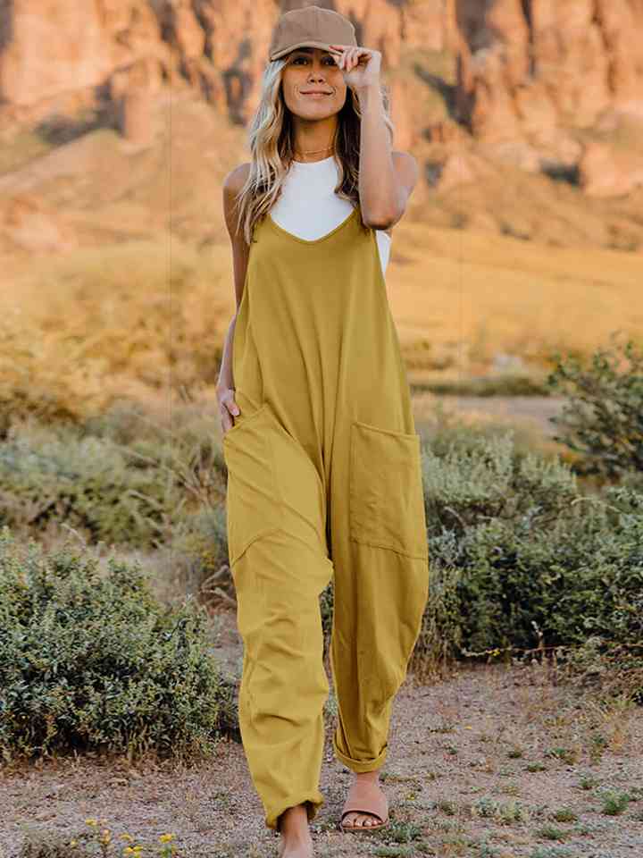 Double Take Sleeveless V-Neck Pocketed Jumpsuit in Multiple Colors