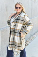 Double Take Plaid Button Up Lapel Collar Coat in 8 Colors