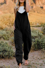 Double Take V-Neck Sleeveless Jumpsuit with Pocket in Multiple Colors