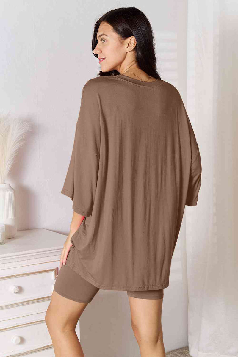 Basic Bae Soft Rayon Three-Quarter Sleeve Top and Shorts Set in Multiple Colors