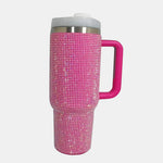 Rhinestone Stainless Steel Tumbler with Straw in Multiple Colors