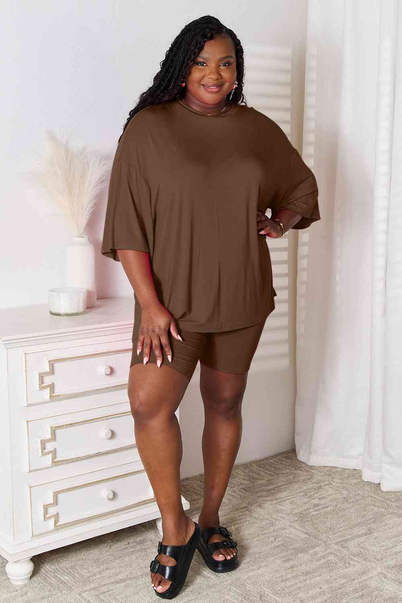 Basic Bae Soft Rayon Three-Quarter Sleeve Top and Shorts Set in Multiple Colors