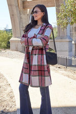 Double Take Plaid Button Up Lapel Collar Coat in 8 Colors