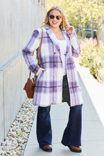 Double Take Plaid Button Up Lapel Collar Coat in 8 Colors