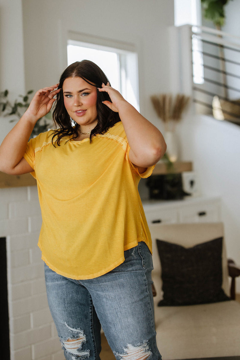 New Edition Mineral Wash T Shirt In Yellow