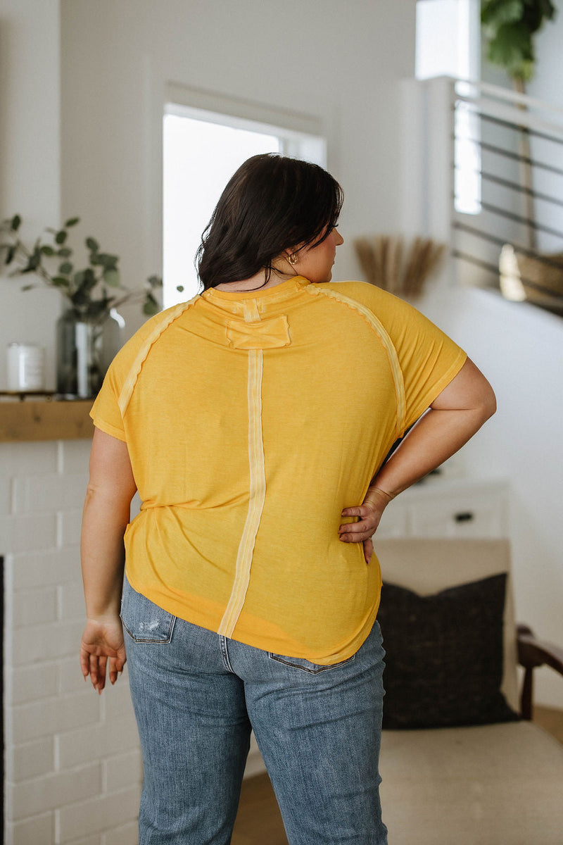 New Edition Mineral Wash T Shirt In Yellow