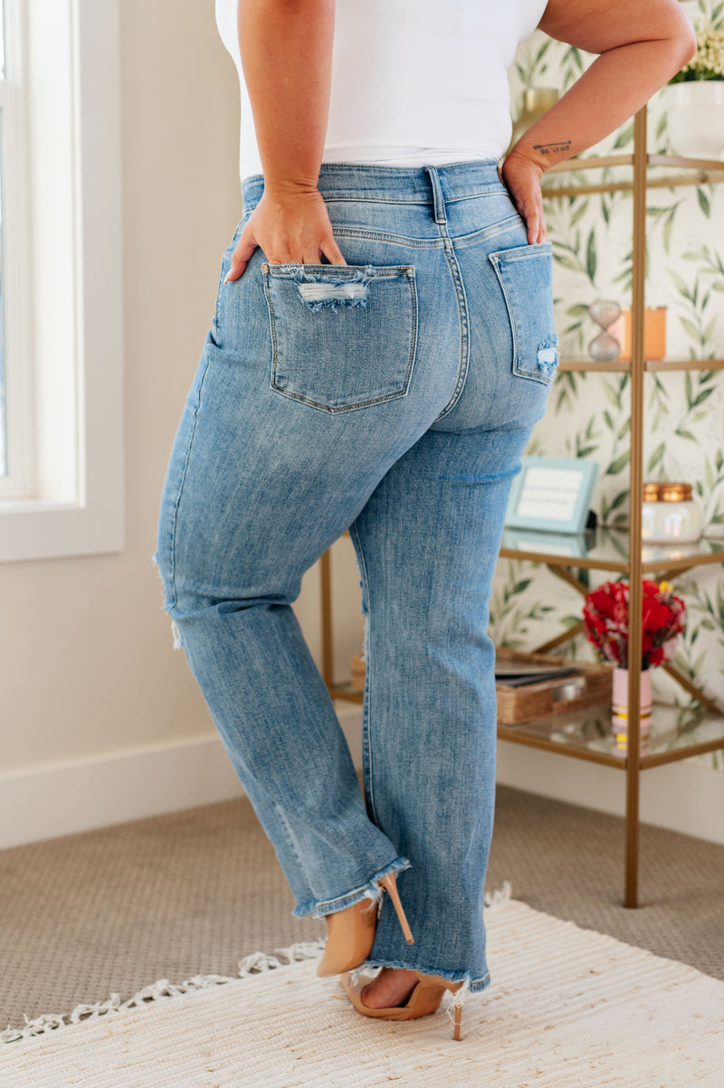 Rose High Rise 90's Straight Jeans in Light Wash