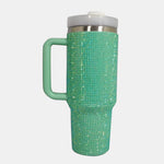 Rhinestone Stainless Steel Tumbler with Straw in Multiple Colors