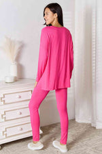 Basic Bae V-Neck Soft Rayon Long Sleeve Top and Pants Lounge Set in Multiple Colors