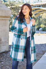 Double Take Plaid Button Up Lapel Collar Coat in 8 Colors