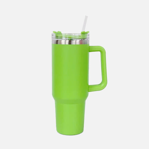 Stainless Steel Tumbler with Handle and Straw in Multiple Colors