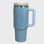 Rhinestone Stainless Steel Tumbler with Straw in Multiple Colors