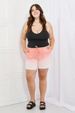 Zenana In The Zone Dip Dye High Waisted Shorts in Coral