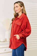 Heimish Cozy Girl Button Down Shacket in Rust